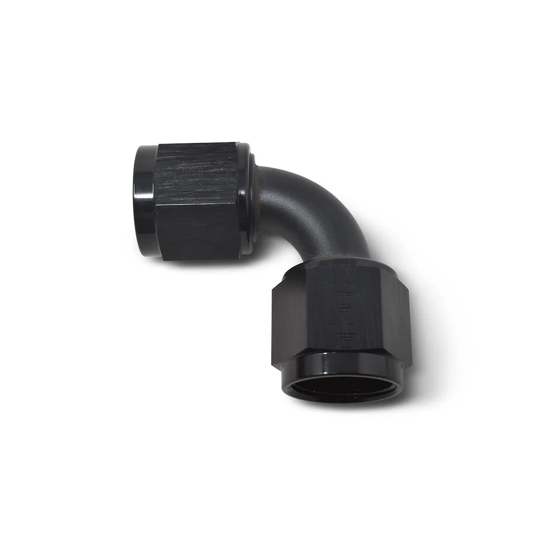 640163 – RUSSELL/EDEL Coupler Fitting, -6 AN Female 90 Degree Aluminum Black Single